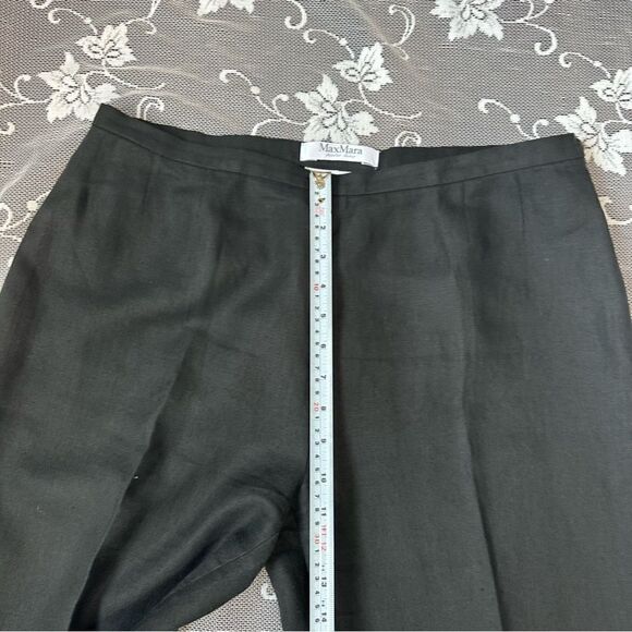 MaxMara Black 100% Linen Trousers with Hem Zip Detail - Picture 10 of 12
